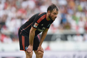 STUTTGART, GERMANY - MAY 16: Heiko Westermann of Hamburg shows his disappointment during the Bundesliga match between VfB Stuttgart and Hamburger SV at Mercedes-Benz Arena on May 16, 2015 in Stuttgart, Germany. (Photo by Matthias Hangst/Bongarts/Getty Images)