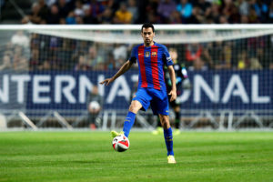 SOLNA, SWEDEN - AUGUST 03: Sergio Busquets of FC Barcelona during the International Champions Cup match between Leicester City FC and FC Barcelona at Friends arena on August 3, 2016 in Solna, Sweden. (Photo by Nils Petter Nilsson/Ombrello/Getty Images)