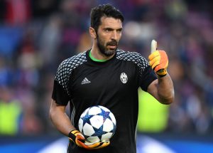 BARCELONA, SPAIN - APRIL 19: Gianluigi Buffon of Juventus warms up prior to the UEFA Champions League Quarter Final second leg match between FC Barcelona and Juventus at Camp Nou on April 19, 2017 in Barcelona, Spain. (Photo by Matthias Hangst/Bongarts/Getty Images)