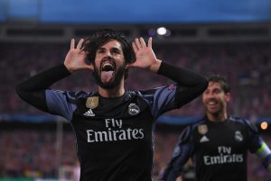 during the UEFA Champions League Semi Final second leg match between Club Atletico de Madrid and Real Madrid CF at Vicente Calderon Stadium on May 10, 2017 in Madrid, Spain.