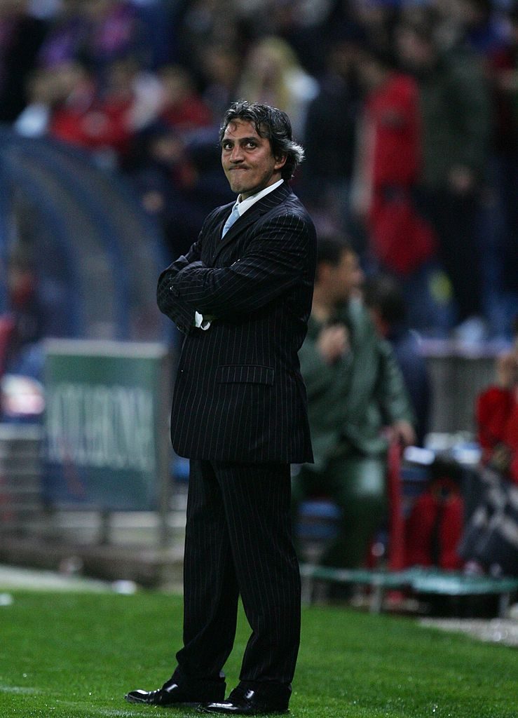 MADRID, SPAIN - MARCH 23: Atletico Madrid manager Jose Murcia watches his side play Sevilla in a Primera Liga match at the Vicente Calderon stadium on March 23, 2006 in Madrid, Spain. Sevilla won 1-0. (Photo by Denis Doyle/Getty Images)