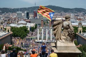 Rally in support of Catalan independence referendum held in Barcelona, Spain